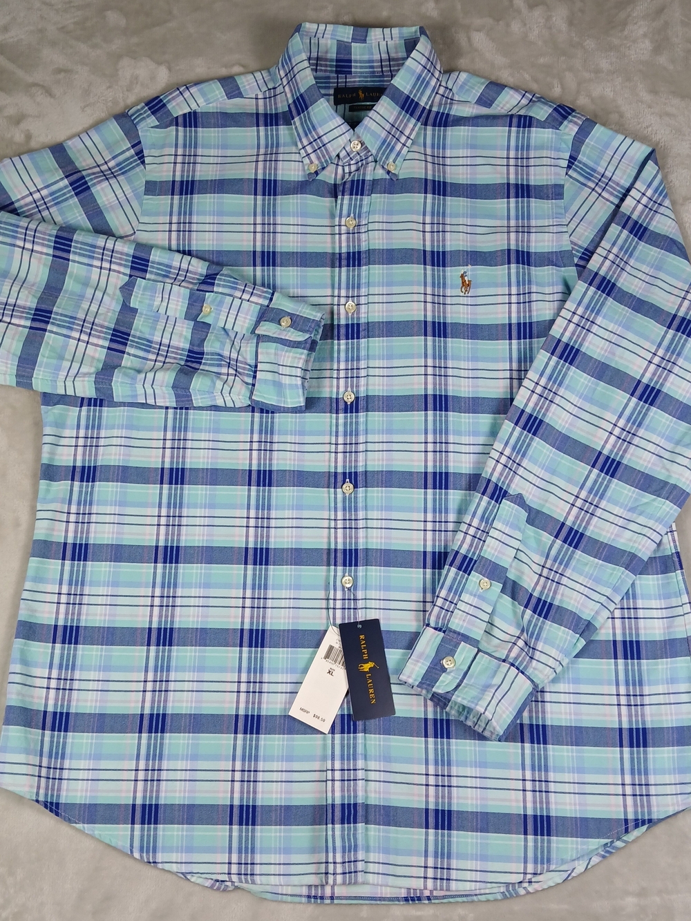 Ralph Lauren Button Down Oxford Shirt XL Men's Long Sleeve Plaid NWT